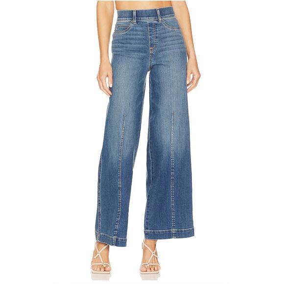 SPANX Denim - NWT SPANX Women's XL Wide Leg Seamed Front Jeans Medium Wash Shaping Pull-on